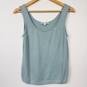 St John Santana Knit Shell Tank Top Women Size PS Blue Scoop Neck Quiet‎ Luxury